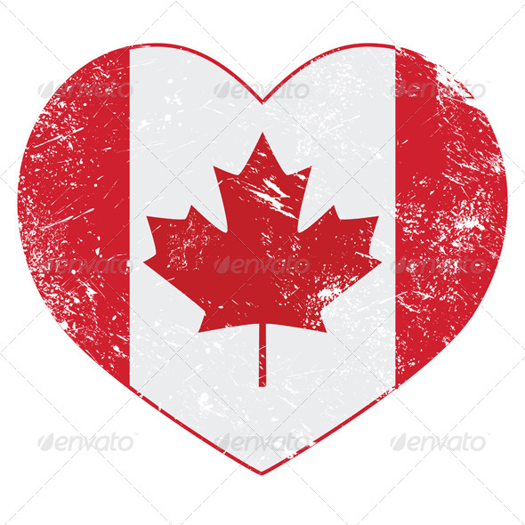 Canada Heart Retro Flag