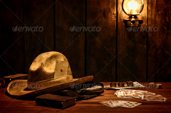 American West Legend Cowboy Hat and Gambler Cards