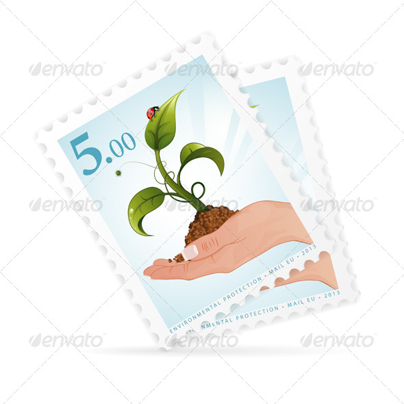 Postage Stamps with Hand and Sprout Postage Stamps with Hand and Sprout