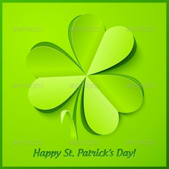 Green Paper Clover Patrick s Day Greeting Card Green Paper Clover Patrick s Day Greeting Card