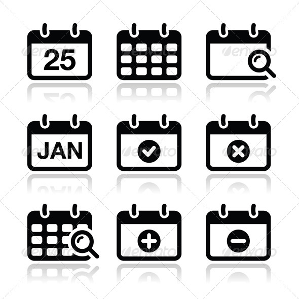 Calendar Date Vector Icons Set