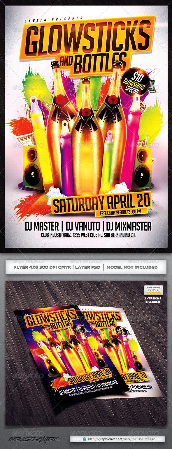 Glow in the Dark Flyer template - Clubs & Parties Events