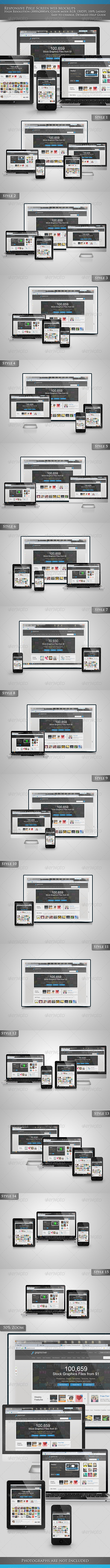 Responsive Pixel Screen web Mockups - Multiple Displays