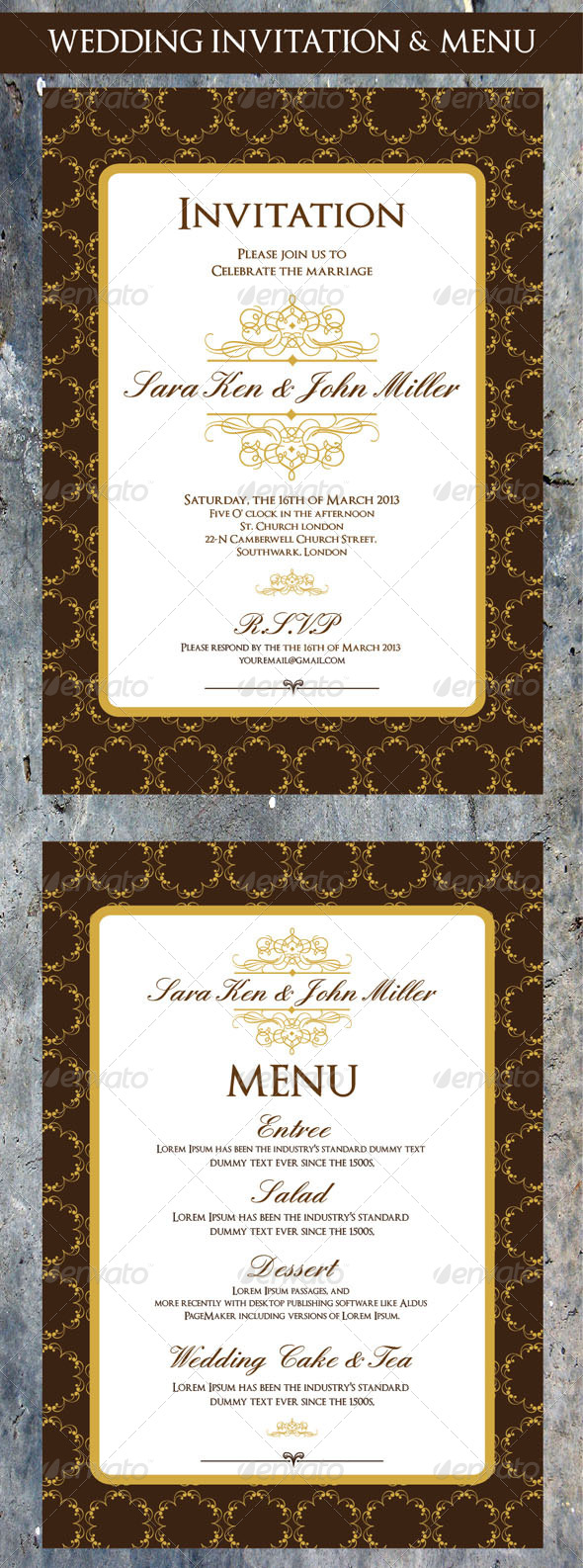 Wedding Invitation & Menu Cards Design