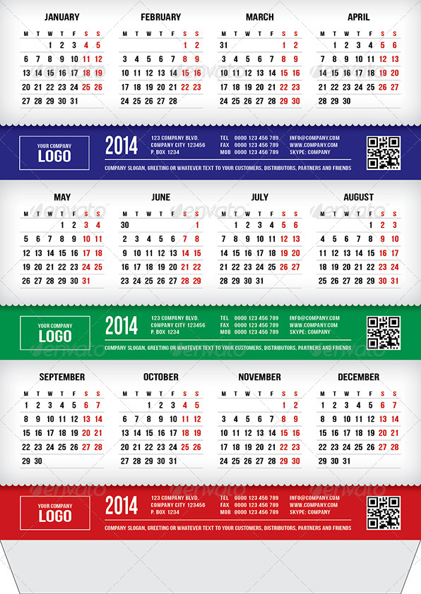 2014 - 4 Prism Type Desktop Calendars (A4) by lumberjackbg | GraphicRiver