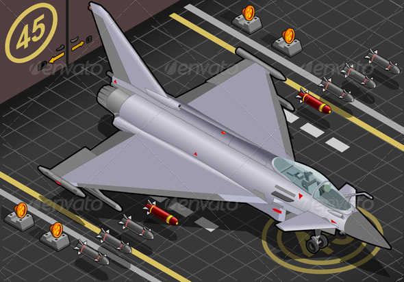 Isometric Eurofighter in Front View Isometric Eurofighter in Front View