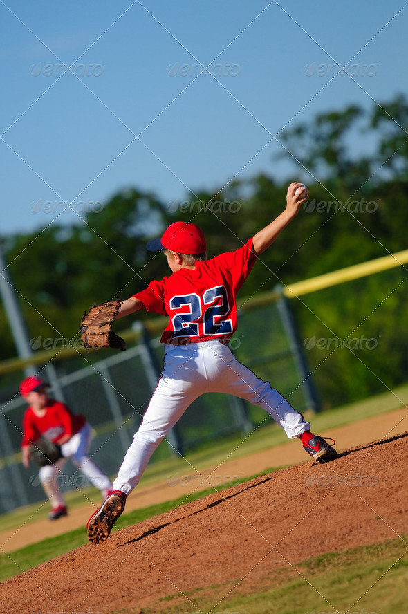 Young little league pitcher