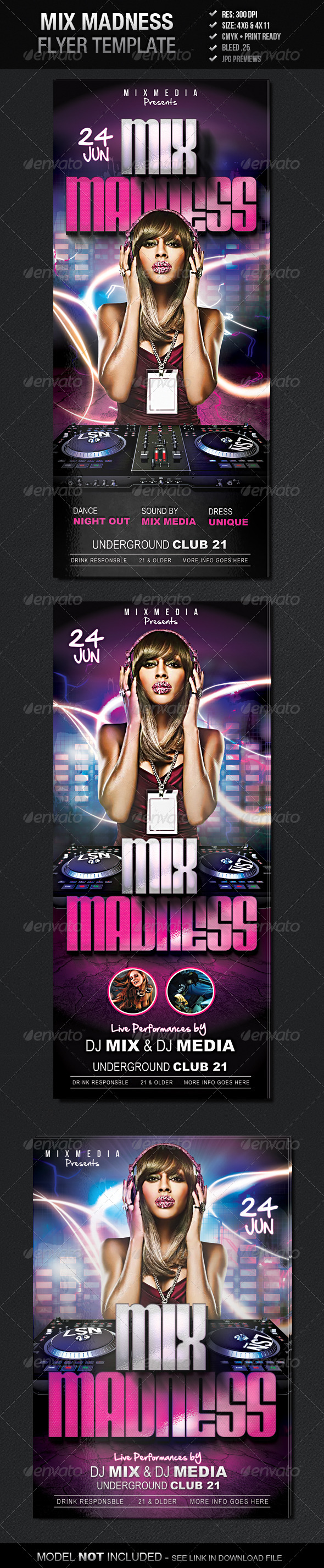 Mix Madness Flyer Template - Clubs & Parties Events