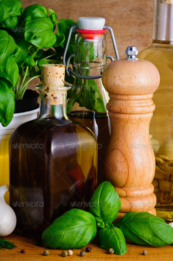 olive oil, herbs and spices
