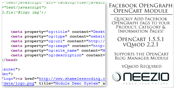 Facebook OpenGraph Module for OpenCart vQmod Facebook OpenGraph Module for OpenCart vQmod