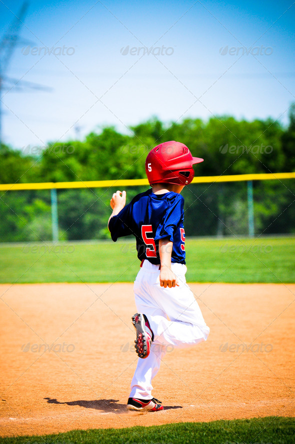 Baseball player running bases
