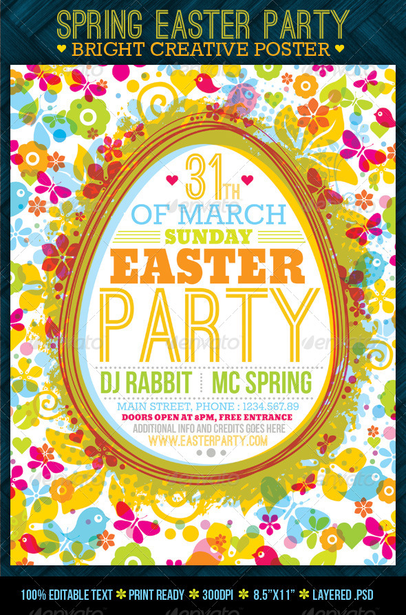 Fresh Spring Easter Party Creative Poster - Holidays Events