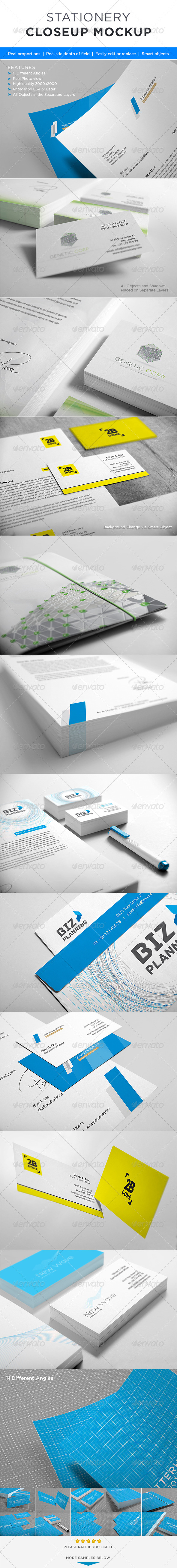 Photorealistic Stationery Closeup Mock-up