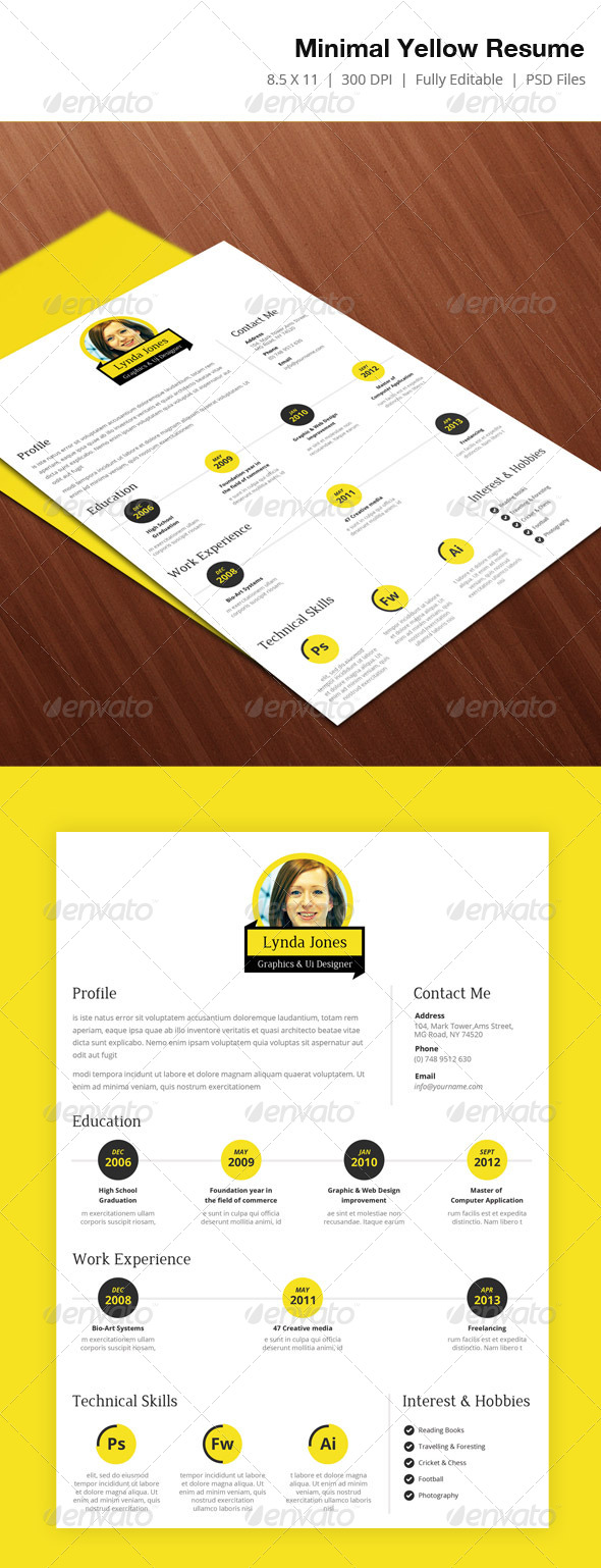Minimal Yellow Resume Minimal Yellow Resume