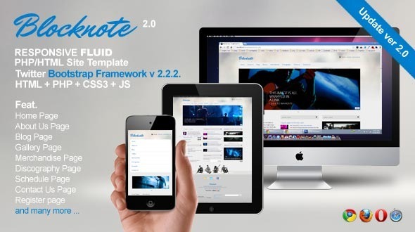 Blocknote Responsive Website for Band Musician Blocknote Responsive Website for Band Musician