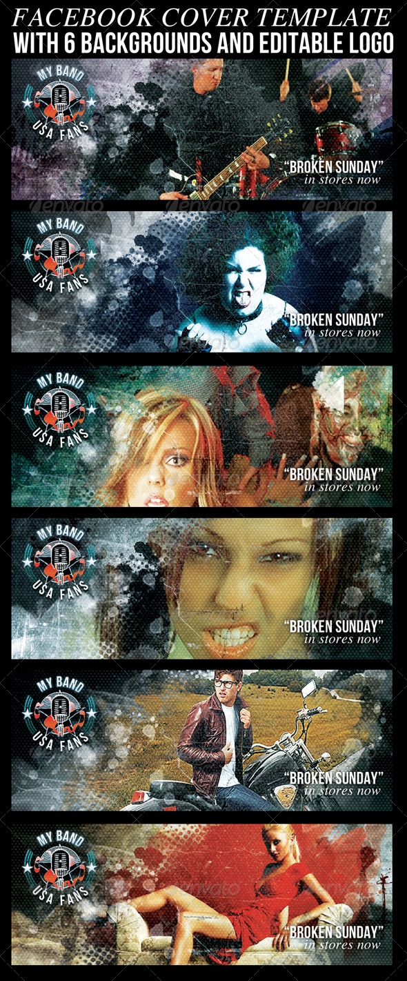 Facebook Grunge Canvas Design with Logo - Facebook Timeline Covers Social Media