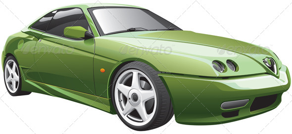 Green Sport Car - Vectors