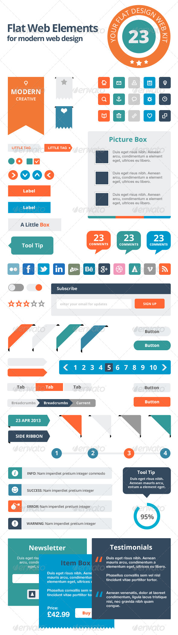 Flat Web Elements - Modern Design Set - Miscellaneous Web Elements