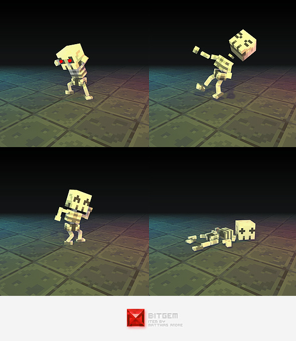Low Poly 3D Pixel Skeleton - 3DOcean Item for Sale