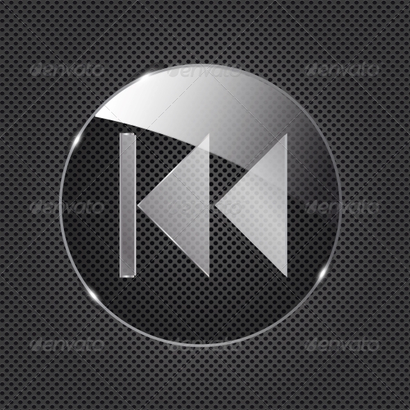 Glass Previous Rewind Button Glass Previous Rewind Button