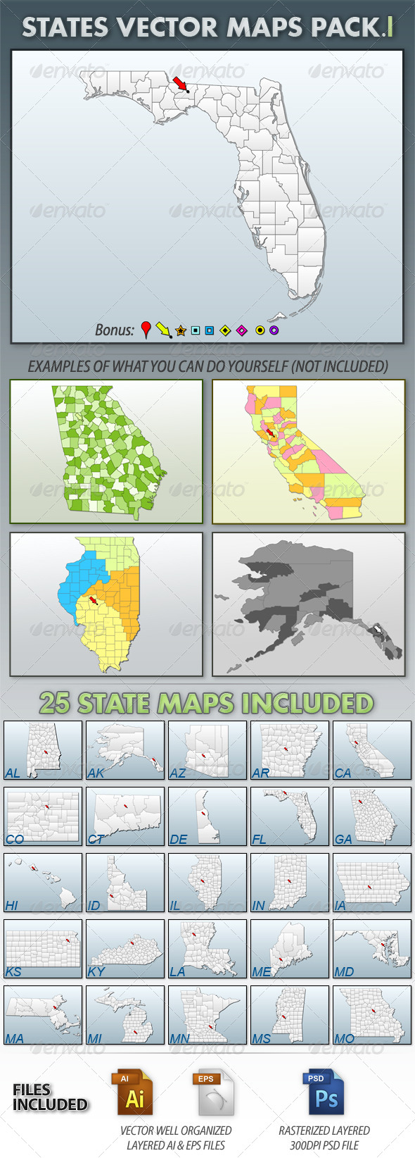 United States Vector Maps Pack I United States Vector Maps Pack I