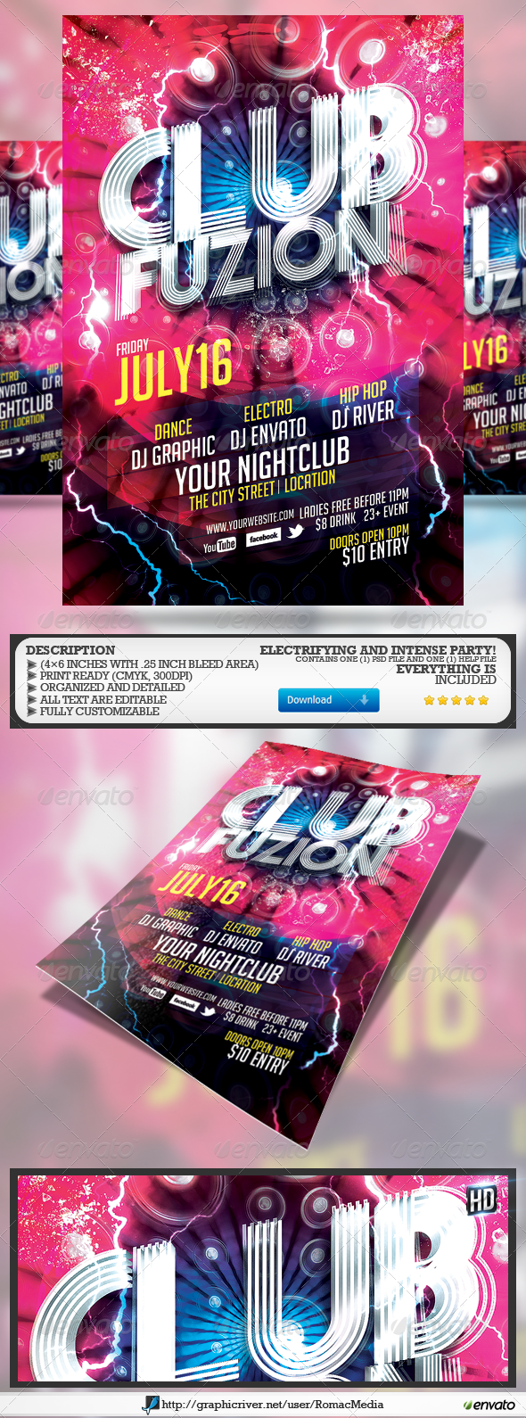Club Sessions l Party Fusion Flyer - Clubs & Parties Events