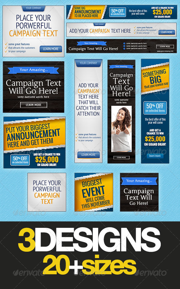 Banners Pack And Web Marketing Banner Graphics Designs Templates