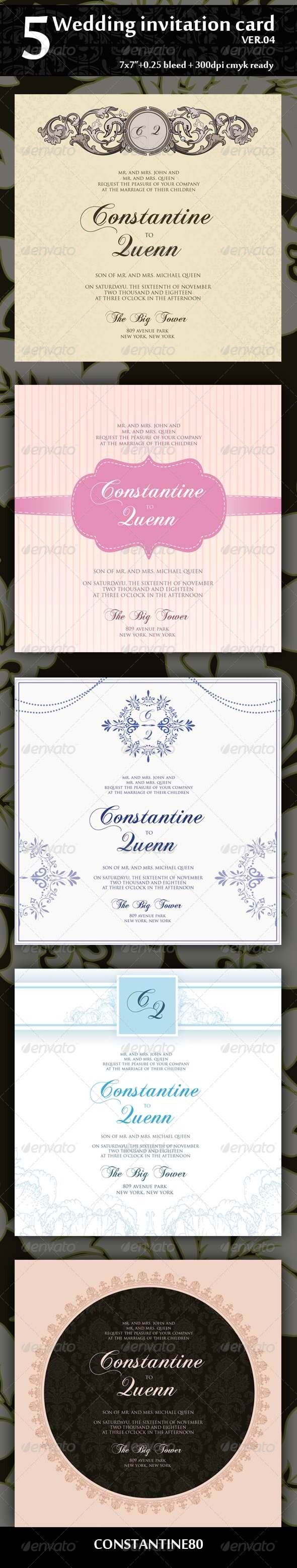 5 Wedding Invitation 7x7 Ver.04