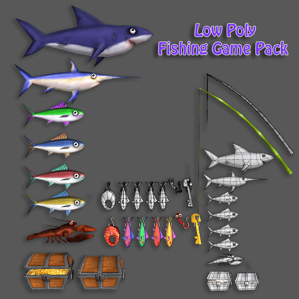 Low Poly Fishing Game Pack - 3DOcean Item for Sale