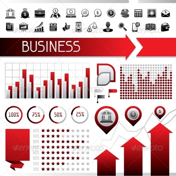 Set of Infographics and Business Icons.