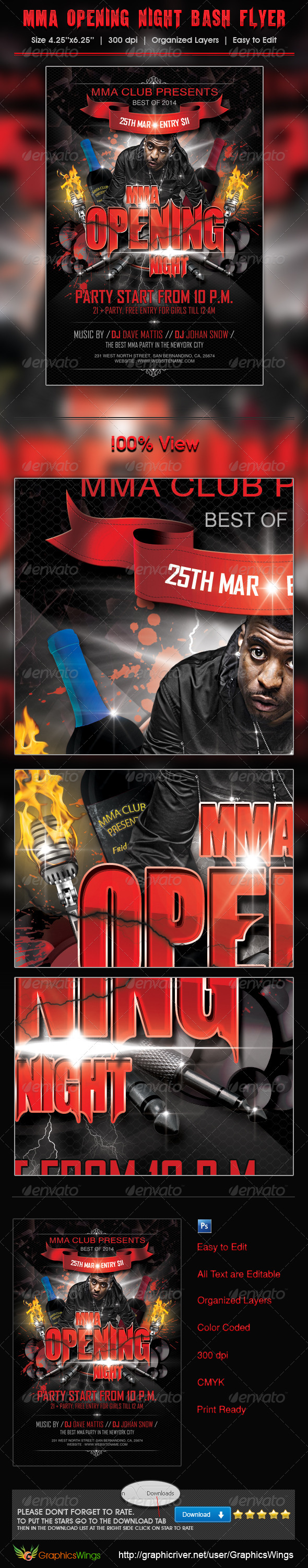 MMA Opening Night Bash Flyer Template MMA Opening Night Bash Flyer Template