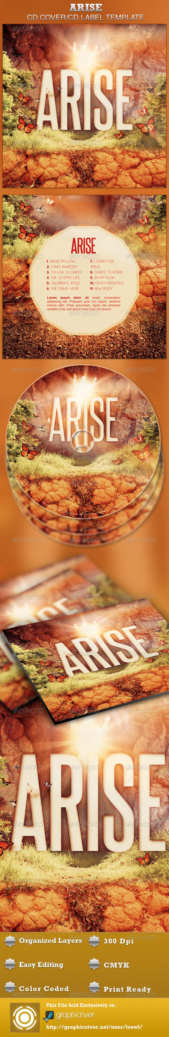 Arise CD Artwork Template - CD & DVD artwork Print Templates