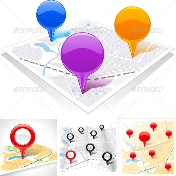 Abstract Map with Glossy Markers Abstract Map with Glossy Markers