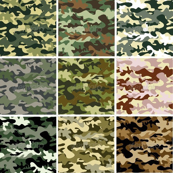 Set of 9 Camouflaged Patterns Set of 9 Camouflaged Patterns