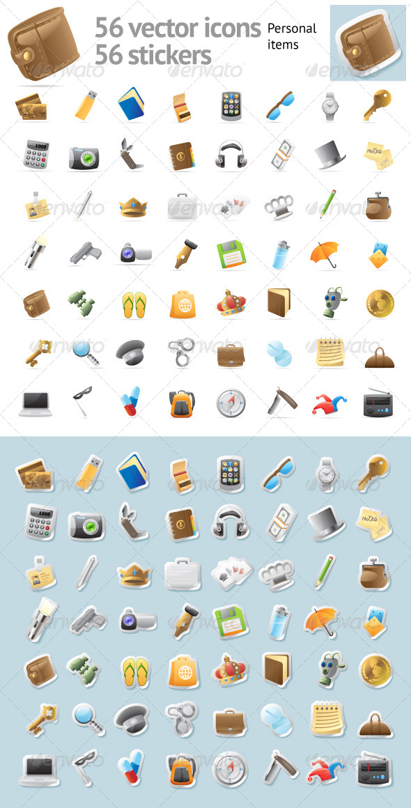 Vector Icons for Personal Items Vector Icons for Personal Items