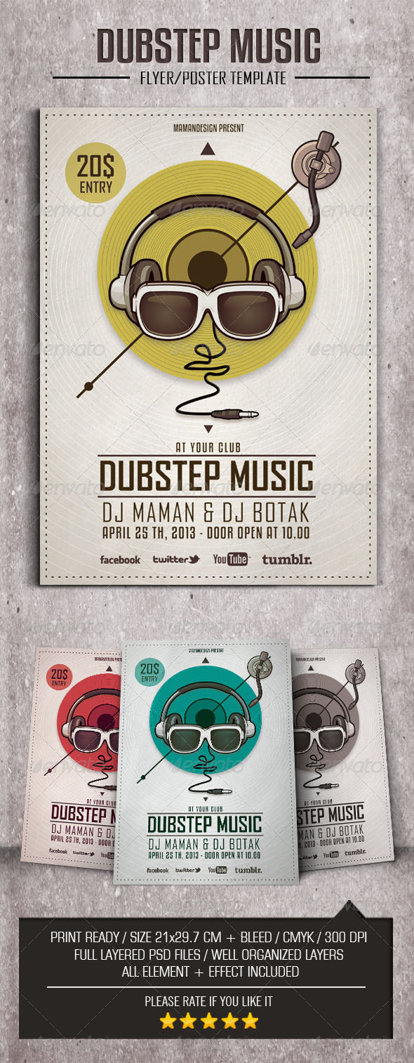 Dubstep Music Flyer/Poster - Flyers Print Templates