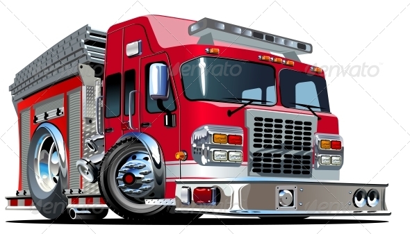 Vector Cartoon Fire Truck