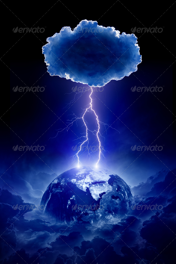 Planet Earth struck by lightning