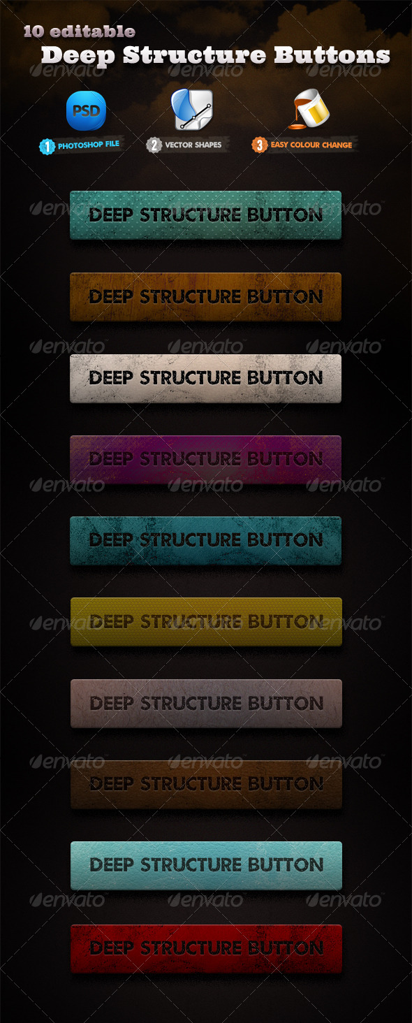 10 Deep Structure Buttons Set - Buttons Web Elements