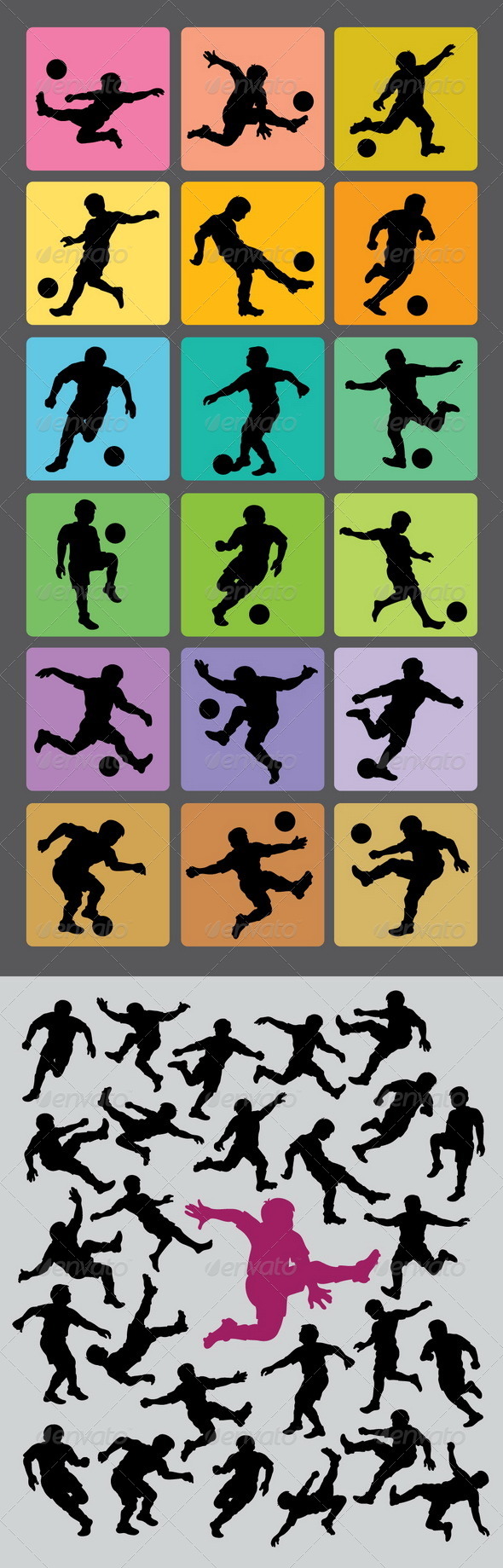 Soccer Boy Silhouettes Soccer Boy Silhouettes