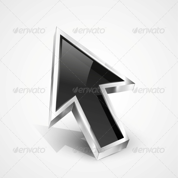 3D Vector Glossy Arrow Mouse Pointer - Web Elements Vectors