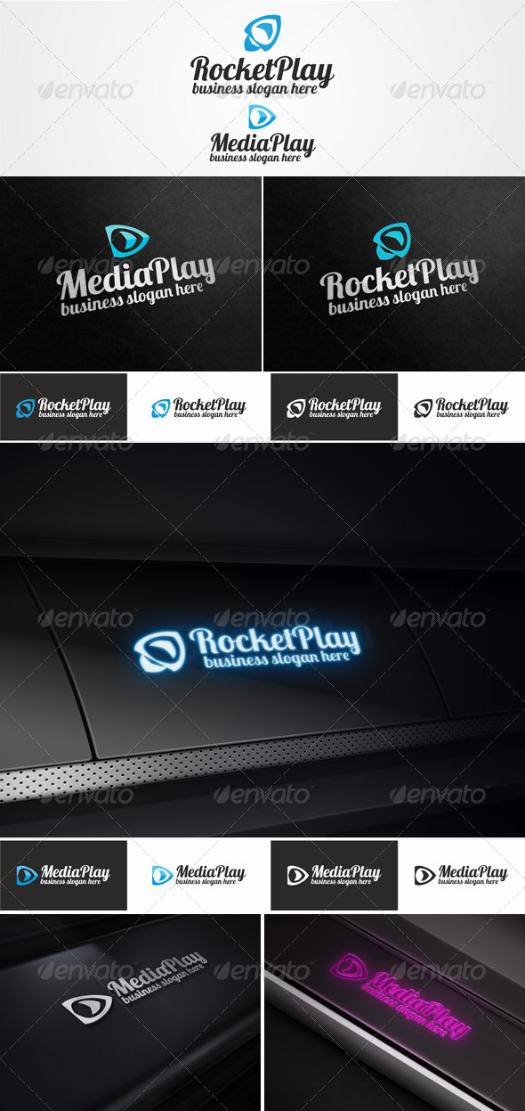 Rocket & Media Play Logos - Objects Logo Templates