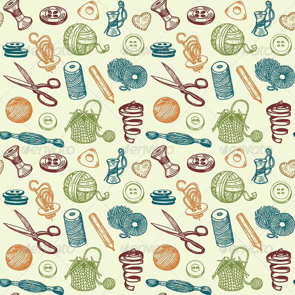 Sewing and Needlework Seamless Pattern Vector Sewing and Needlework Seamless Pattern Vector
