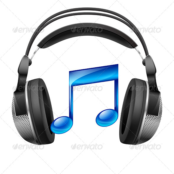 Headphones and Musical Note Headphones and Musical Note