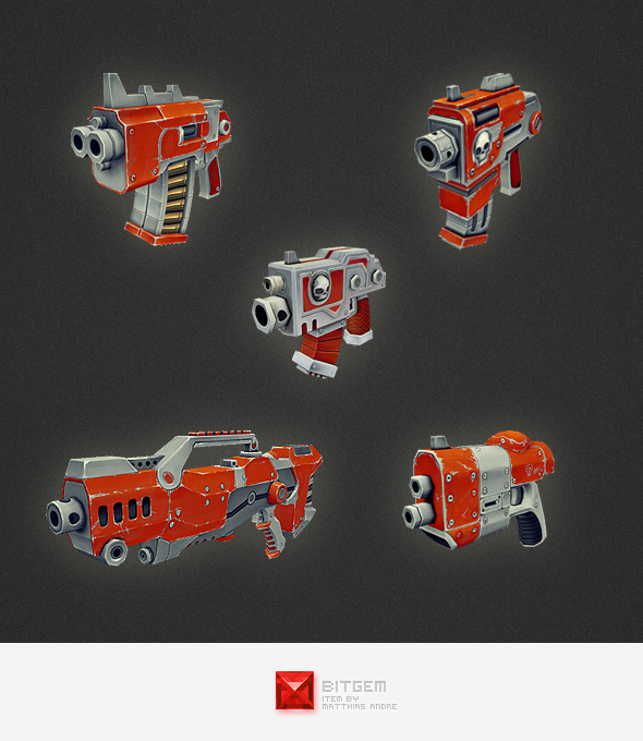 Low Poly Gun Set 01 - 3DOcean Item for Sale