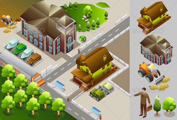Isometric of Building and Map Isometric of Building and Map