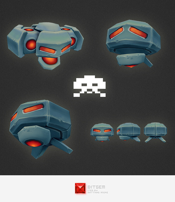 Low Poly Space Invader Alien 02 Low Poly Space Invader Alien 02