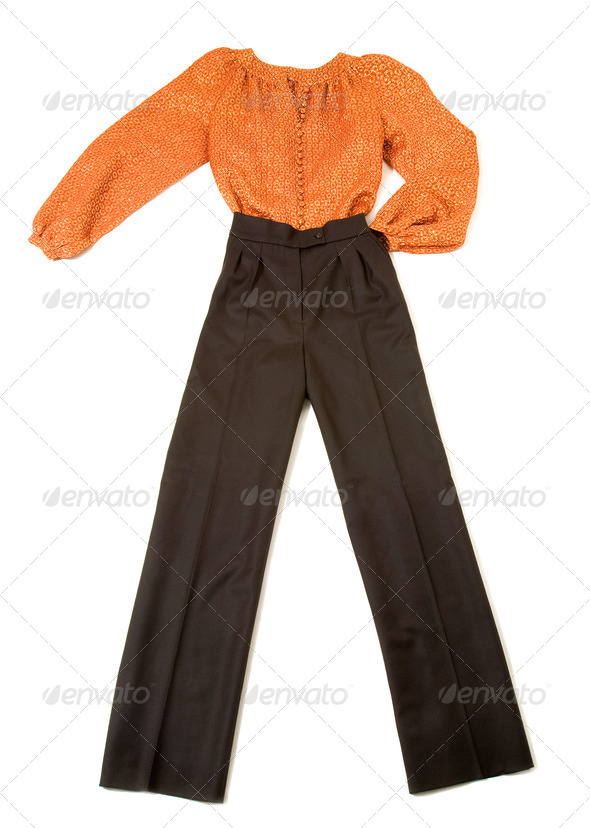 Metallized orange blouse fashion look still life