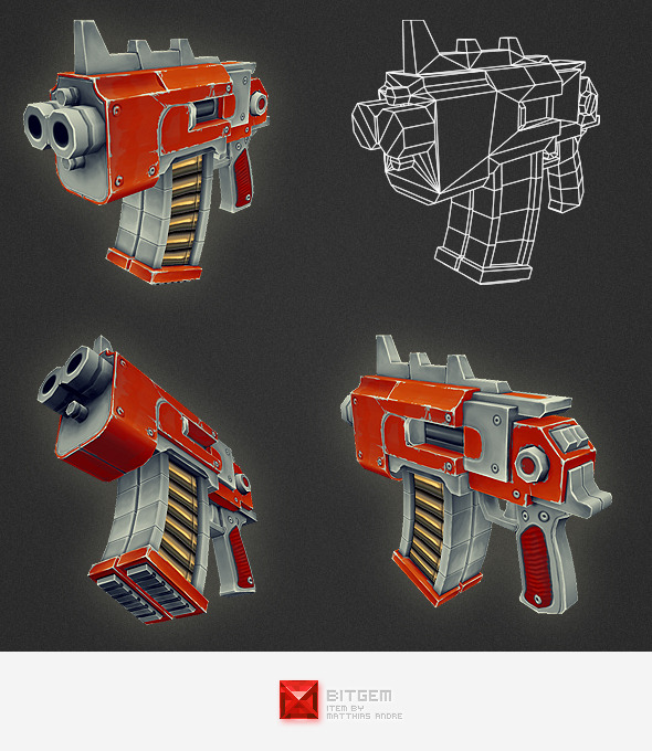 Low Poly Gun 05 - 3DOcean Item for Sale