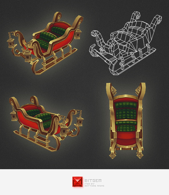 Low Poly Sleigh - 3DOcean Item for Sale